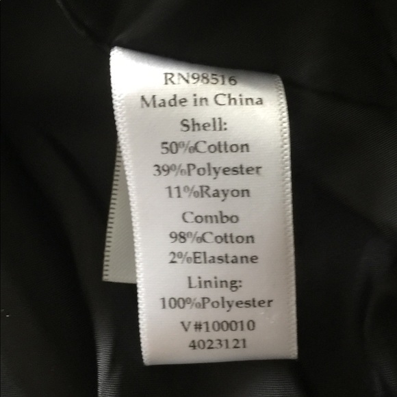 Black polka dot cotton blend lined blazer w/ribbon - Picture 9 of 10